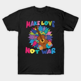 Make Love Not War Groovy 60's 70's Hippie Art T-Shirt